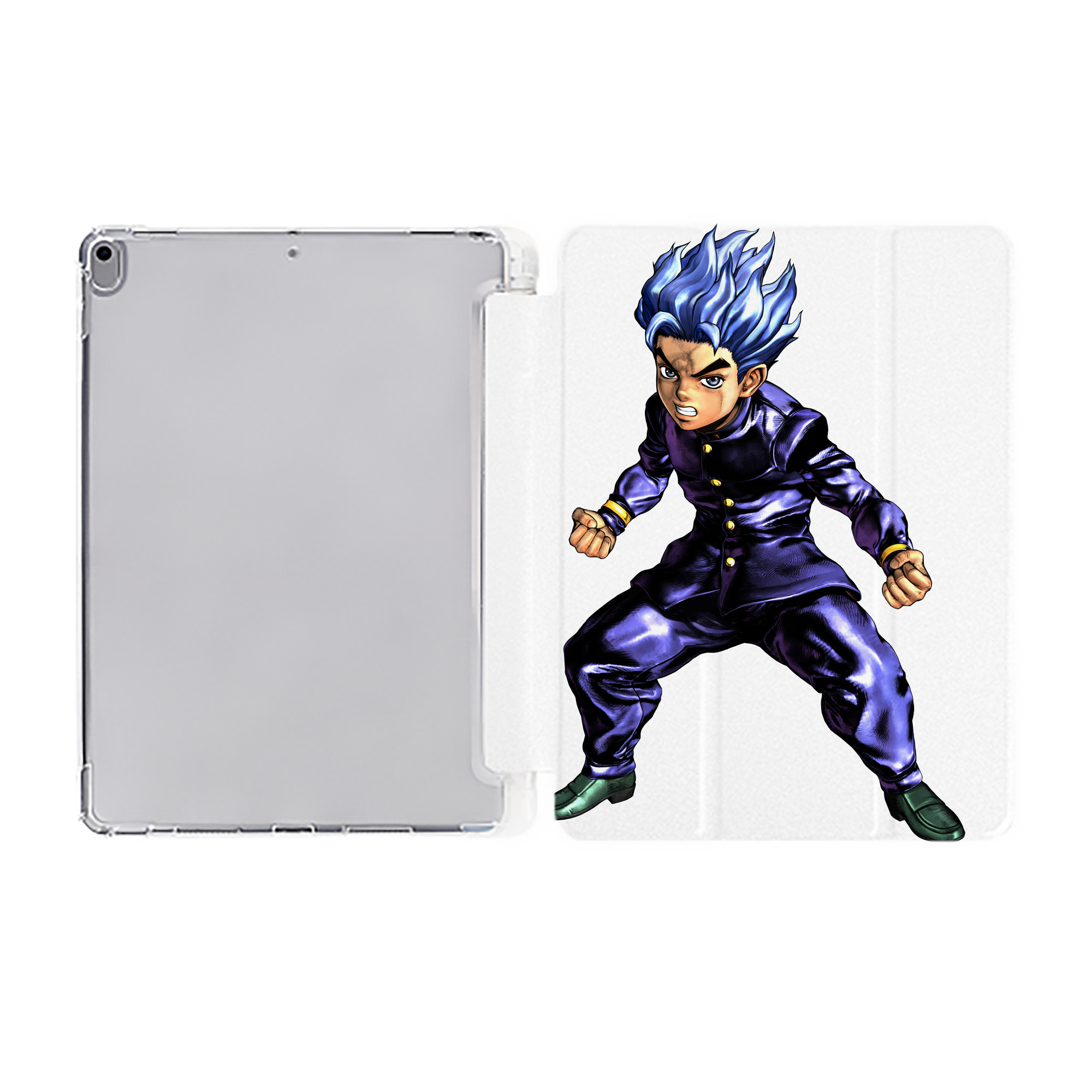 （画像用） ジョジョの奇妙な冒険 広瀨康一 JoJo's Bizarre Adventure Hirose Koichi IPad ケース ペン収納付き 三つ折りスタンド PUレザー×シリコン 対応機種9.5/10.5/10.9インチ